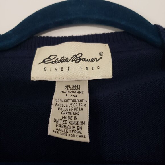 Eddie Bauer Vintage 90s Mens Sweater Vest Size‎ L Cotton Preppy Academia Career - Picture 5 of 8